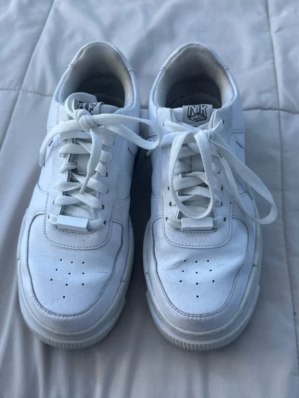 Nike White Low-Profile Leather Platform Sneakers